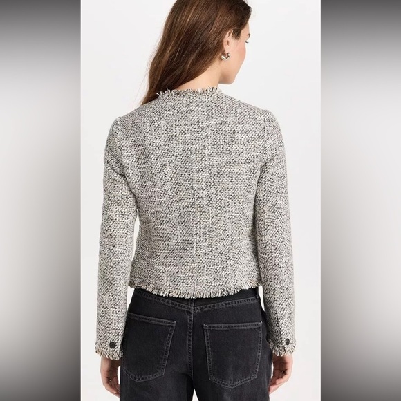 Rag & Bone Black and Cream Carmen Blazer Jacket Cropped Tweed Jacket Size 10 - Picture 5 of 12